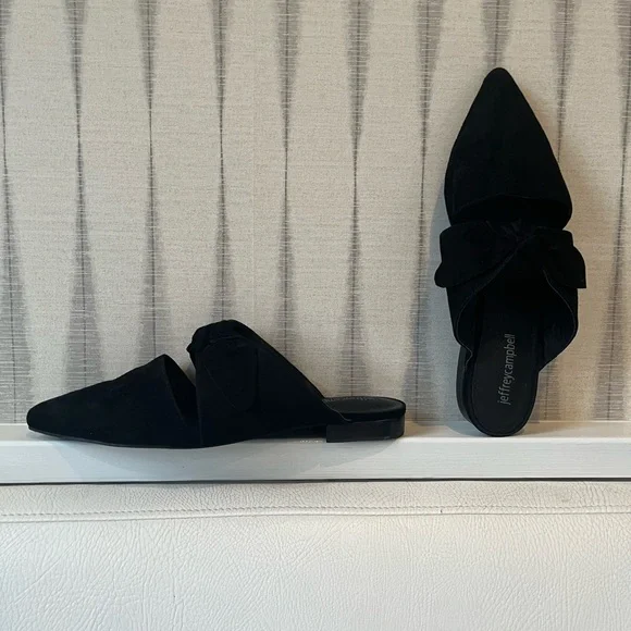 Jeffrey Campbell Black Pointed-Toe Bow Flats - Picture 3 of 4